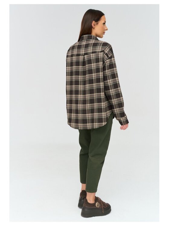 Makadamia Makadamia Koszula C82 Brązowy Loose Fit