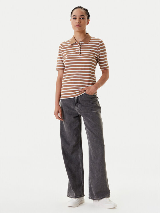 Tommy Hilfiger Tommy Hilfiger Тениска с яка и копчета 1895 WW0WW43224 Кафяв Regular Fit