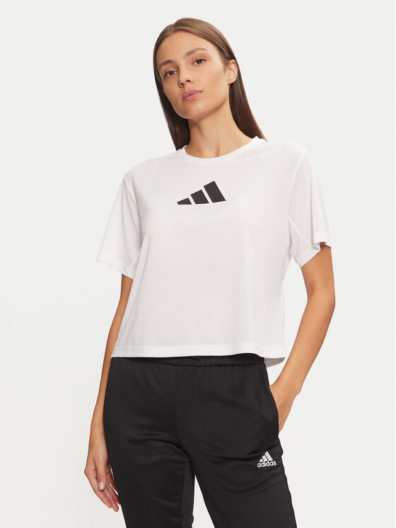 adidas Funkčné tričko Train Essentials Big Logo JG8615 Biela Regular Fit
