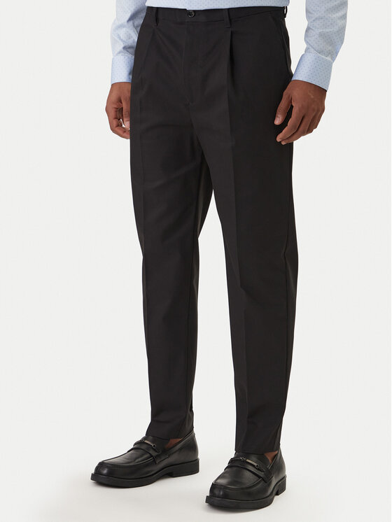 Calvin Klein Pantaloni chino LV04LE612G Negru Tapered Fit