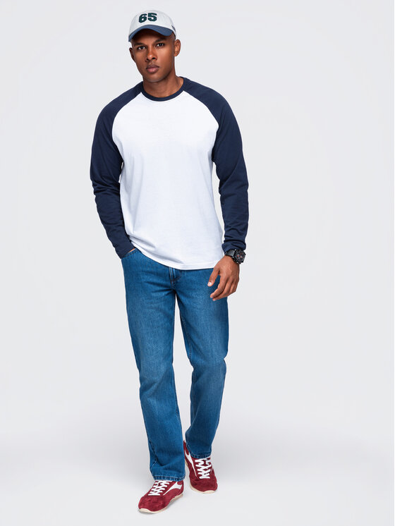 Ombre Ombre Longsleeve OM-LSCL-0141 Granatowy Regular Fit