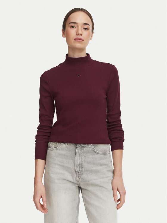 Tommy Jeans Tommy Jeans Bluzka Essential DW0DW19830 Fioletowy Slim Fit
