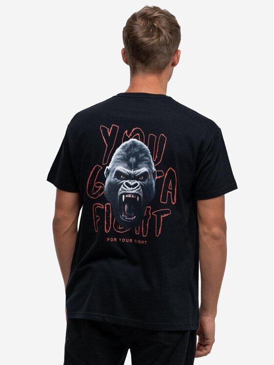 MyStars MyStars T-Shirt Koszulka Z Krótkim Rękawem Męska Czarna MyStars Fight XXL Czarny Regular Fit
