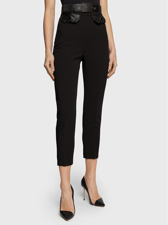 Pantaloni di tessuto PA-041-27E2-V340 Nero Slim