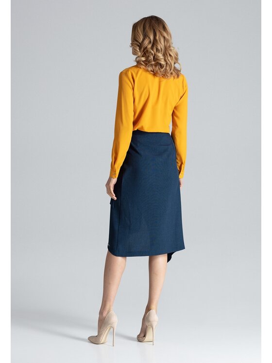 FIGL FIGL Spódnica midi M629 Granatowy Straight Fit
