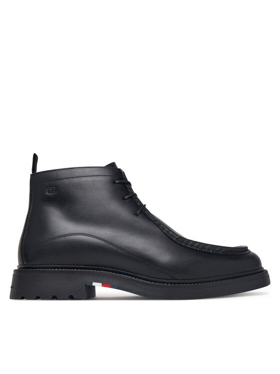 Tommy Hilfiger Tommy Hilfiger Kotníková obuv Corporate Casual Lth Moc Chukka FM0FM05987 Černá