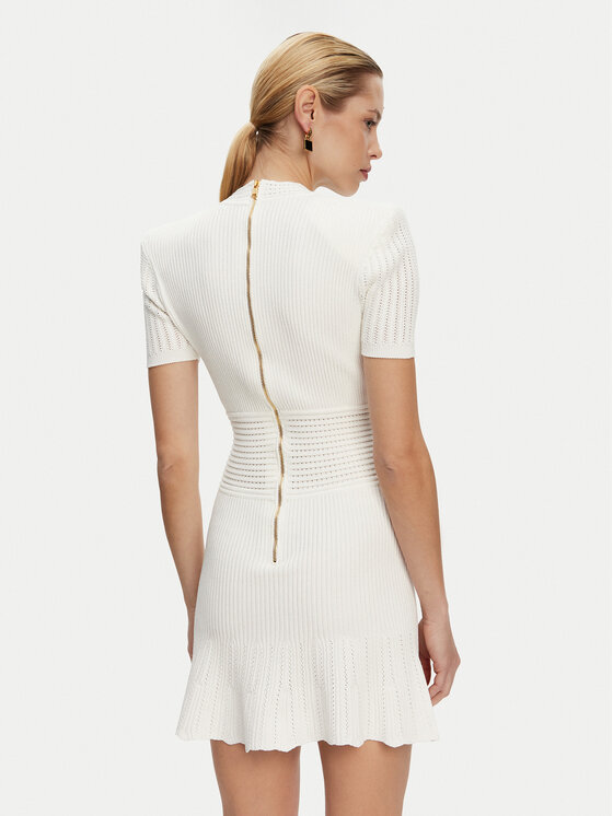 Balmain Balmain Sukienka dzianinowa DF1R7320KF24 Biały Regular Fit