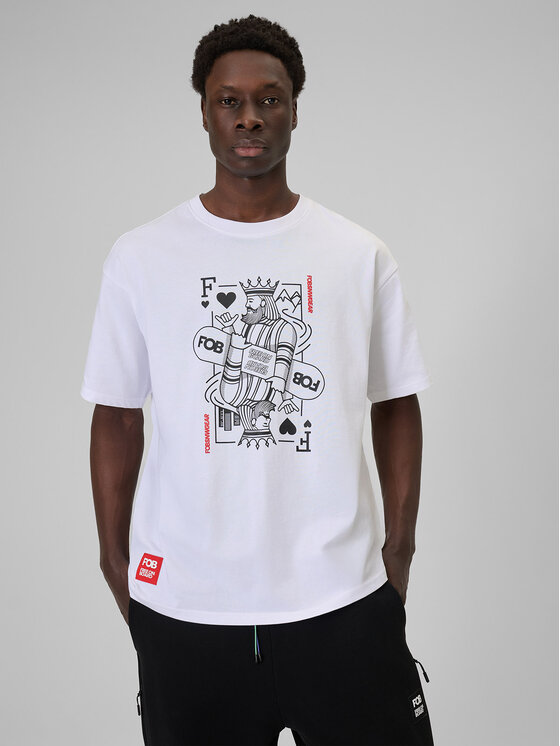 4F 4F T-Shirt FOB Biały Loose Fit
