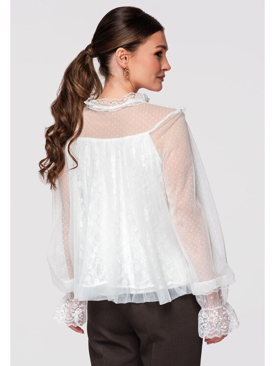 Ombre Ombre Koszula OW-SH-E0020 Biały Loose Fit