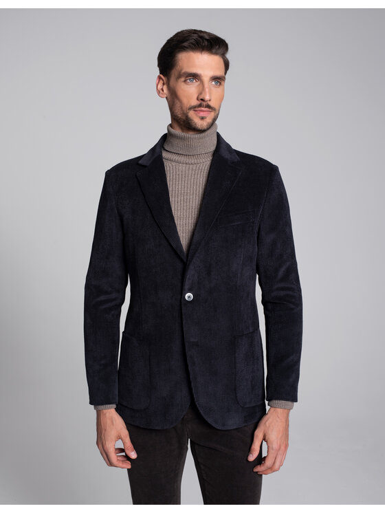 Borgio Borgio Marynarka alluvioni Czarny Slim Fit