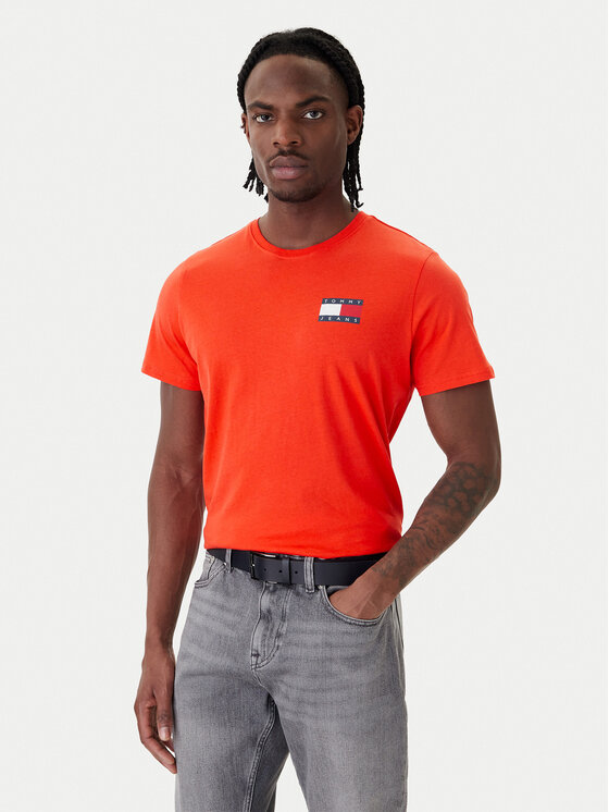 Tommy Jeans Tommy Jeans Tričko Essential DM0DM20740 Oranžová Slim Fit