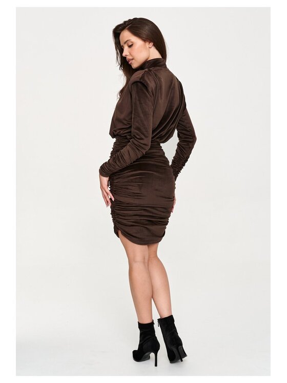 Makadamia Makadamia Sukienka codzienna M955 Brązowy Fitted Fit