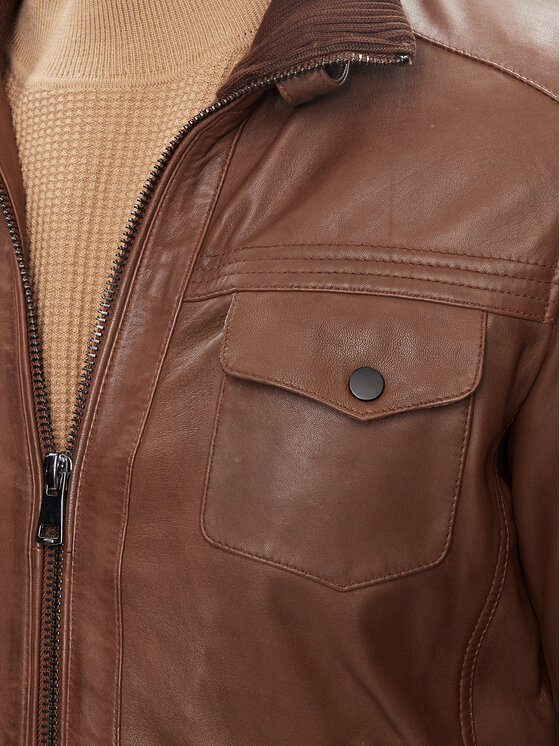 Serge Pariente Serge Pariente Lederjacke Tornade Braun Regular Fit