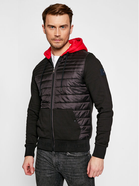 Tommy Hilfiger Sweatshirt Jacquard Mixed Media Zip MW0MW16737 Noir Regular  Fit • Modivo.fr