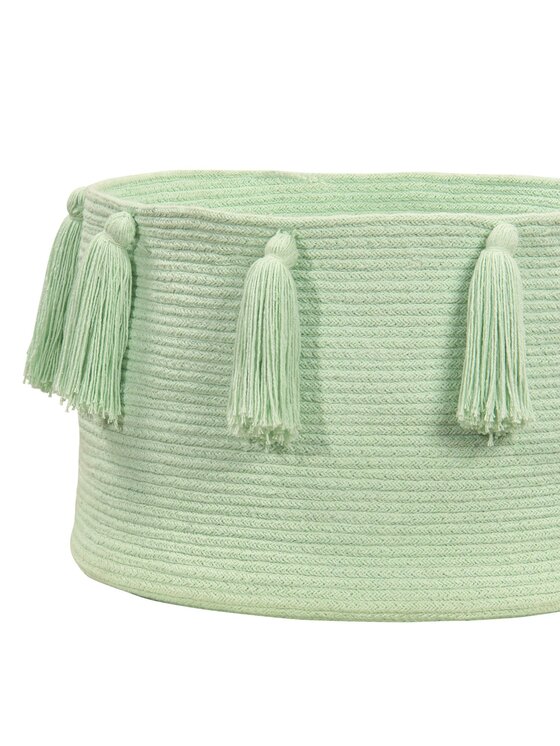 Lorena Canals Lorena Canals Przechowywanie Kosz Basket Tassels Soft Mint Zielony