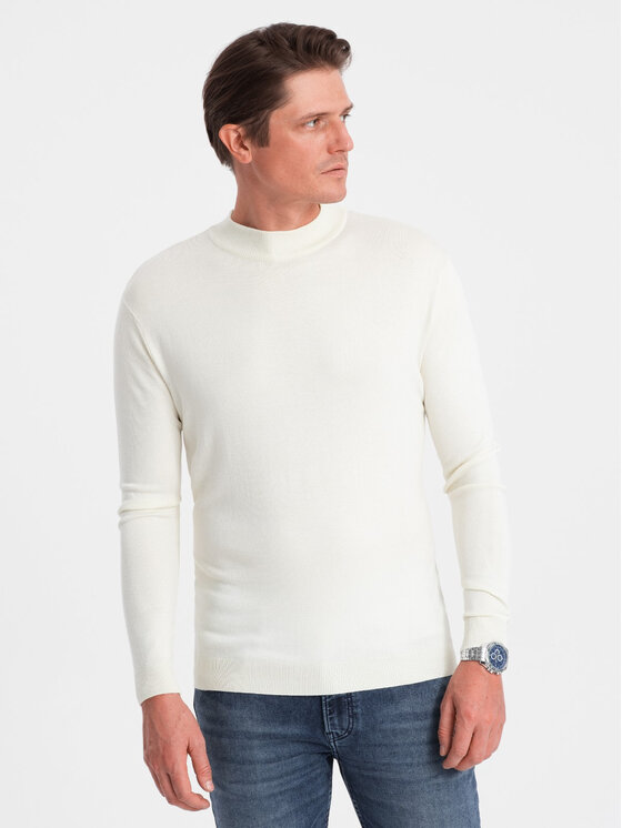 Ombre Ombre Sweter OM-SWTN-0100 Beżowy Regular Fit
