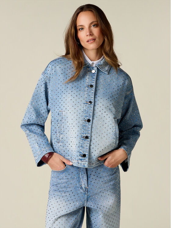 Oltre Oltre Marynarka R404J000335N004 Turkusowy Boxy Fit