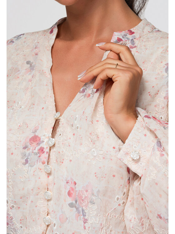 Ombre Ombre Koszula OW-SH-E0058 Beżowy Loose Fit
