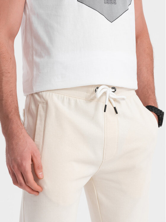 Ombre Ombre Teplákové kalhoty OM-PABS-0206 Écru Regular Fit