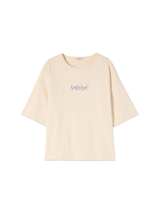 Oltre Oltre T-Shirt G018J004661N021 Kremowy Over Fit