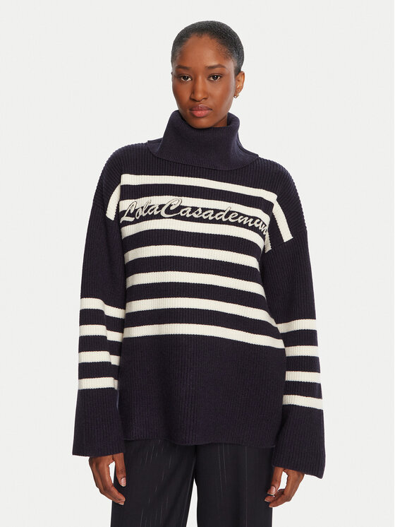 LOLA CASADEMUNT LOLA CASADEMUNT Rollkragenpullover LF2511026 Dunkelblau Loose Fit
