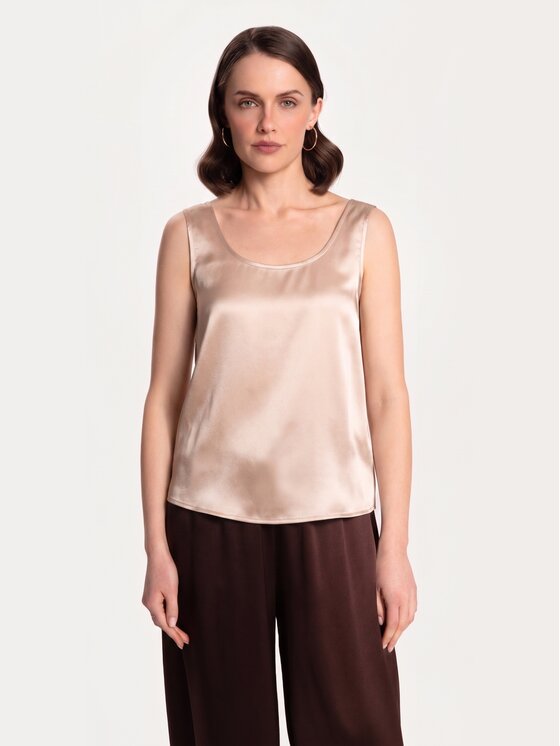 Cat&Cat Cat&Cat Top jedwabny basic Béžová Regular Fit