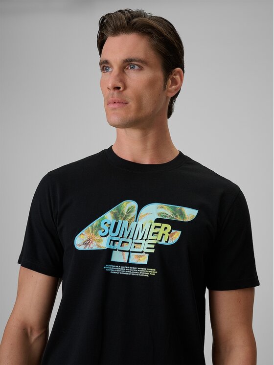 4F 4F T-Shirt 4FRSS26TTSHM4305-20S Czarny Regular Fit