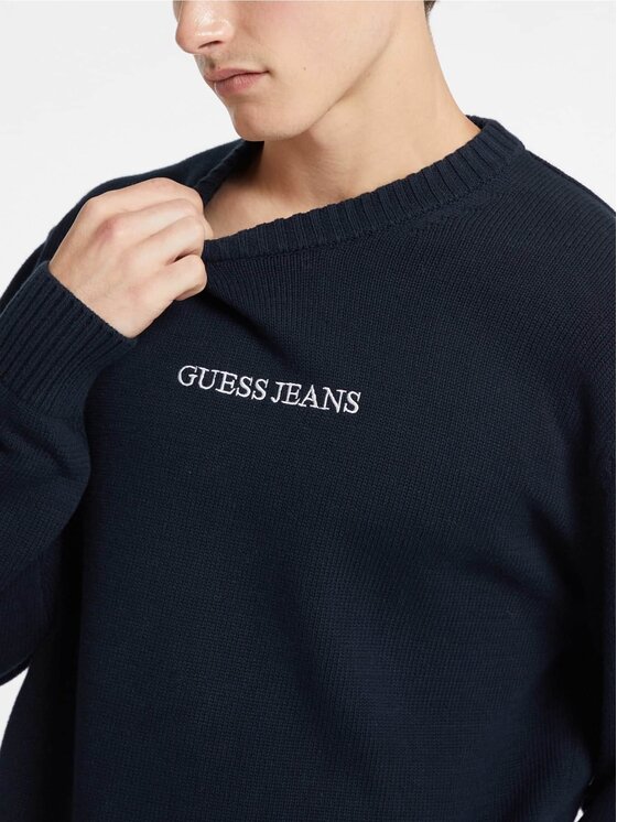 Guess Jeans Sweter M4BR31 Z3HM1 Granatowy Regular Fit