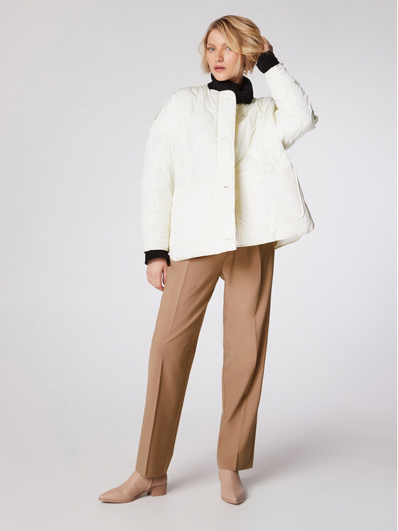 Simple Simple Преходно яке KUD008 Бял Relaxed Fit