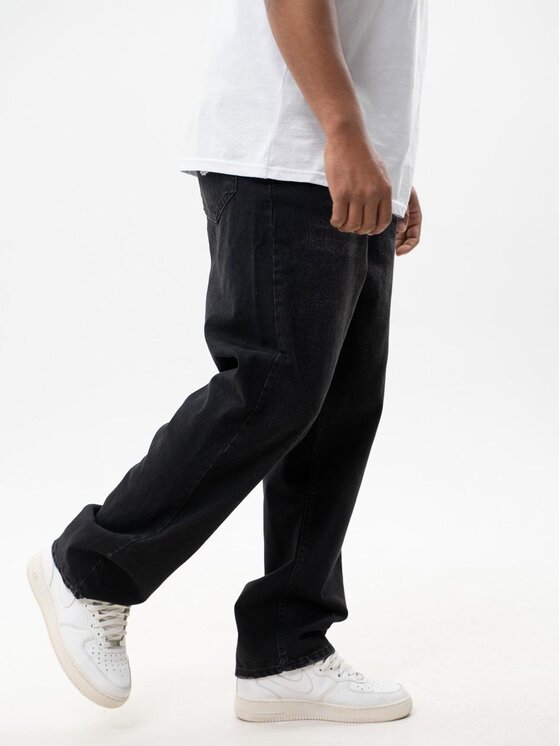 Jigga Wear Jigga Wear Jeansy Spodnie Jeansowe Baggy Męskie Sprane Czarne Jigga Wear Crown XL Czarny Baggy Fit