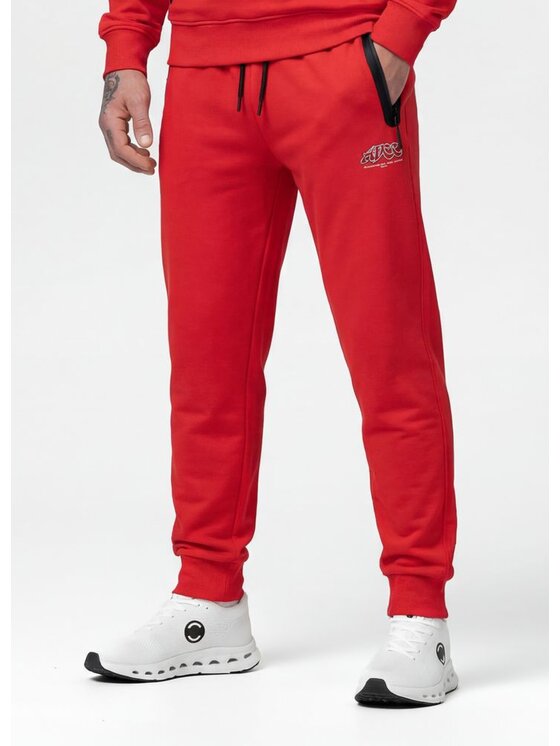 PITBULL PITBULL Spodnie dresowe ADCC DOGWOOD Czerwony Regular Fit