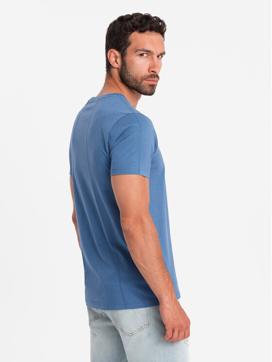 Ombre Ombre T-Shirt OM-TSCT-0170 Niebieski Regular Fit