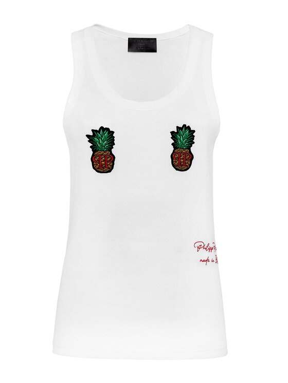 PHILIPP PLEIN PHILIPP PLEIN Tank top 30429 Biały Skin Tight Fit