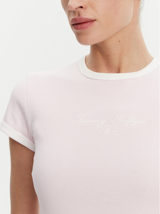 Tommy Hilfiger Tommy Hilfiger T-shirt WW0WW44581 Ružičasta Slim Fit