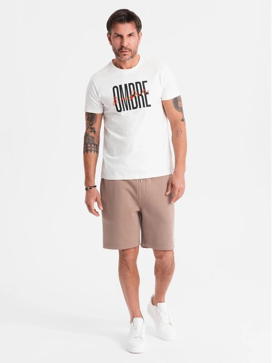 Ombre Ombre Szorty materiałowe OU-SRBC-0101 Brązowy Loose Fit