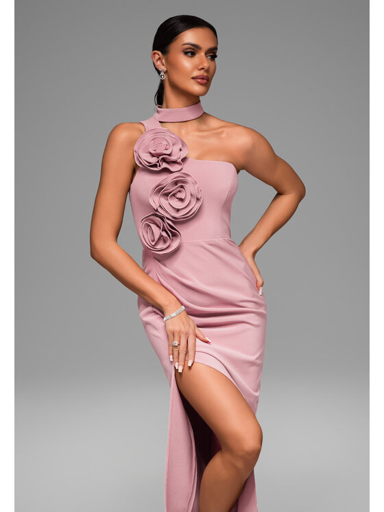 Ombre Ombre Sukienka wieczorowa LA-OM-DLR063 Różowy ciemny Regular Fit