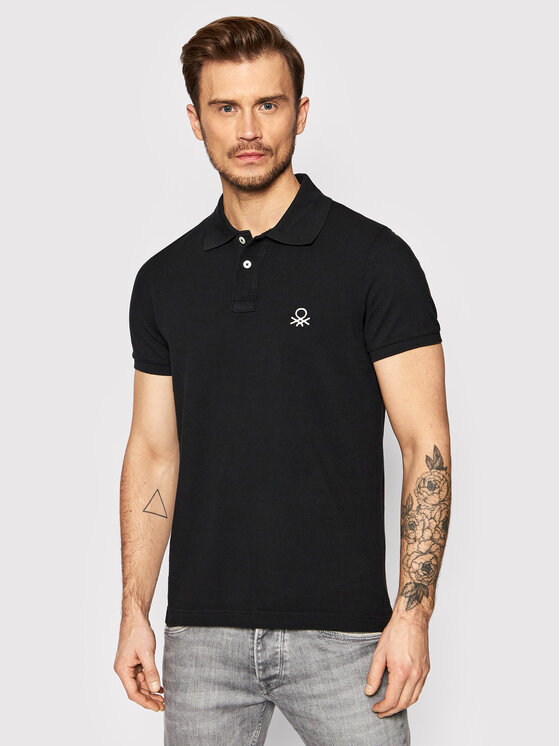United Colors Of Benetton Tricou polo 3089J3178 Negru Slim Fit