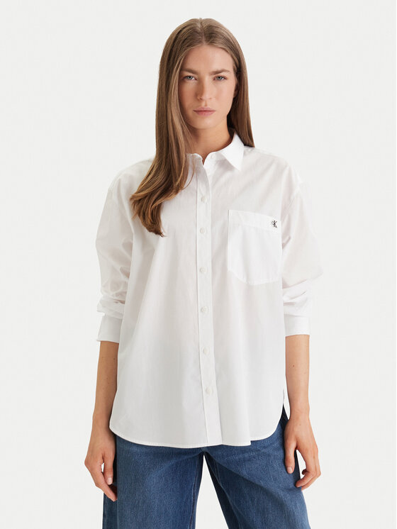 Calvin Klein Jeans Cămașă LV047F102G Alb Relaxed Fit