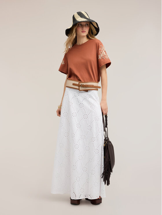 Motivi Motivi Spódnica maxi 1057Q001232N011 Biały Flared Fit