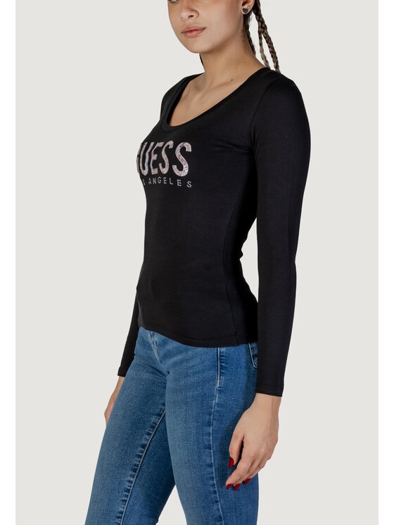 Guess Guess T-shirt LS CN PYTHON LOGO Nero Shirt Fit