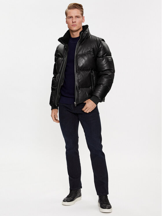 BOSS Boss Кожено яке Mufaro 50504925 Черен Regular Fit