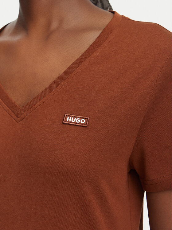 HUGO HUGO T-Shirt Classic 50513667 Brązowy Slim Fit