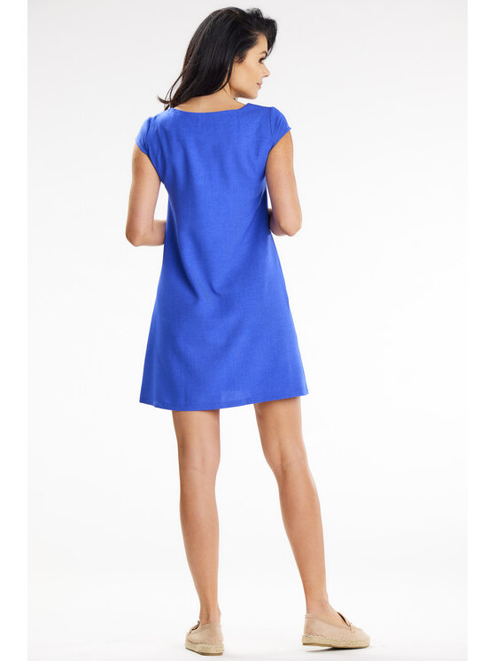 Awama Awama Sukienka letnia A647 Niebieski Basic Fit