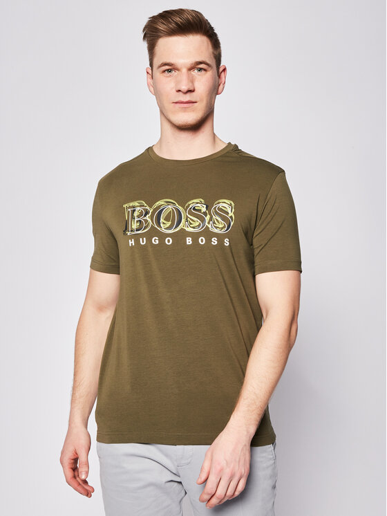 Boss Boss Tricou Tee 4 50424073 Verde Regular Fit