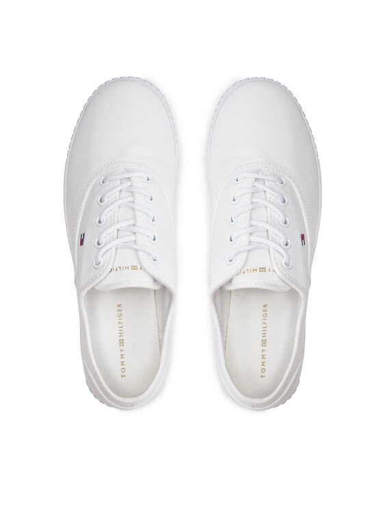 Tommy Hilfiger Tommy Hilfiger Πάνινα παπούτσια Canvas Lace Up Sneaker FW0FW07805 Λευκό