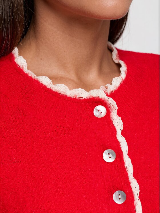 Ombre Ombre Sweter OW-SW-E0042 Czerwony Regular Fit