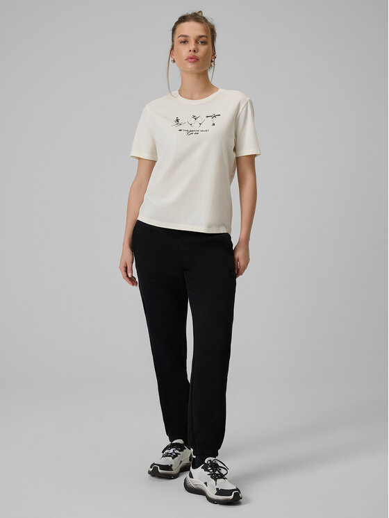 4F 4F T-Shirt WINTER CLUB Kremowy Regular Fit