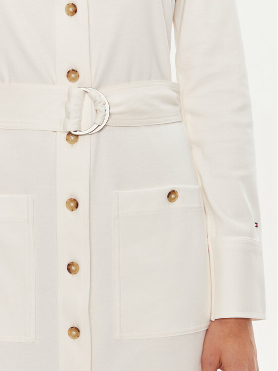 Tommy Hilfiger Tommy Hilfiger Rochie tip cămașă Utility Shirt Dress Ls WW0WW42269 Alb Regular Fit
