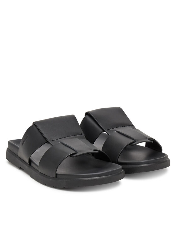 Calvin Klein Calvin Klein Şlapi Lug Sandal Double T Lth HM0HM01734 Negru