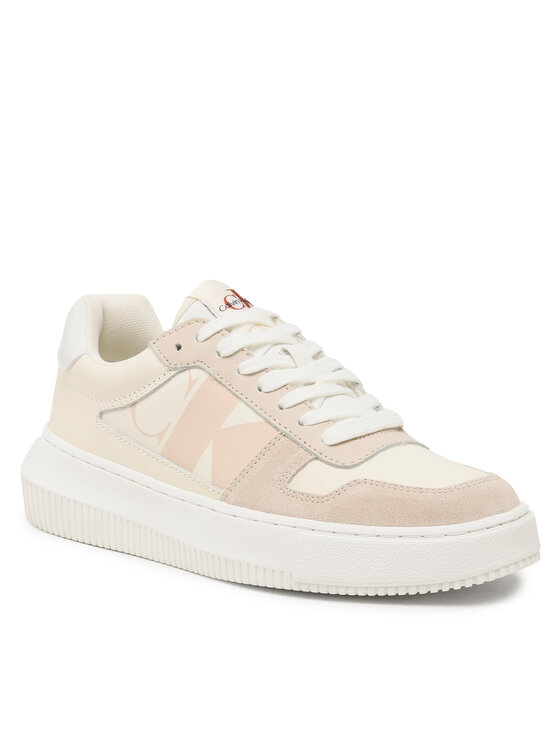 Calvin Klein Jeans Сникърси Chunky Cupsole Laceup Mix Lth Wn YW0YW01046 Бежов
